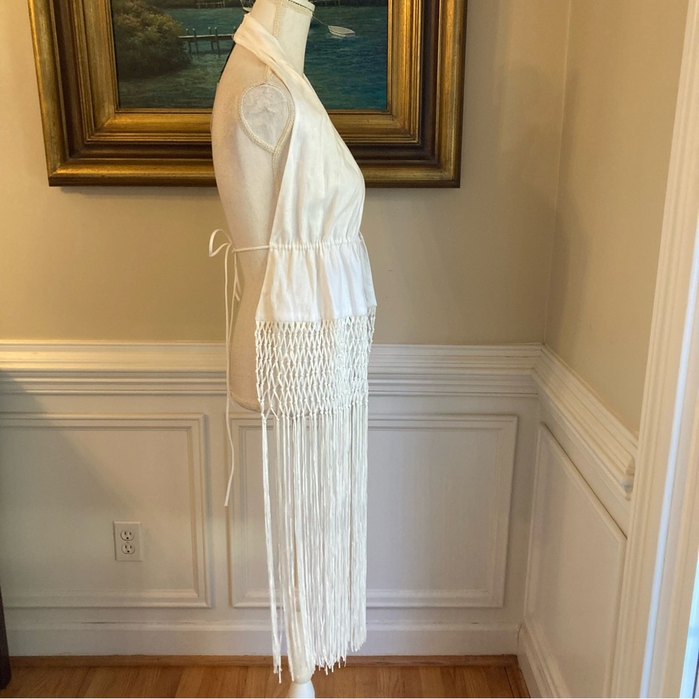 ZARA White Linen Macrame Eonen Backless Halter Top NWT - Picture 7 of 16